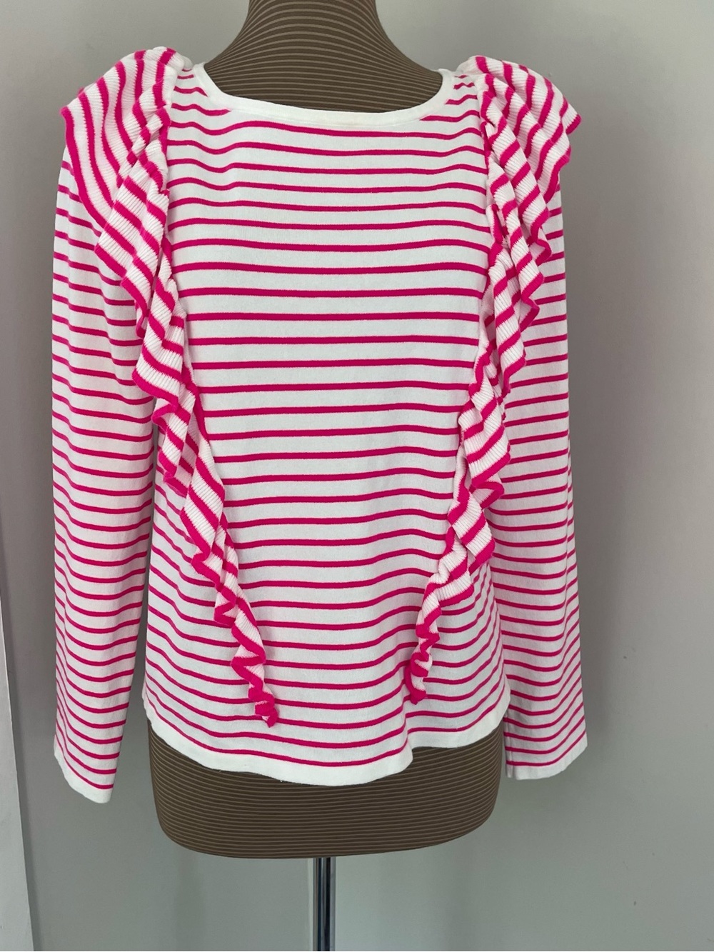 Lilly Pulitzer Ruth Sweater Striped Ruffle NWT size L